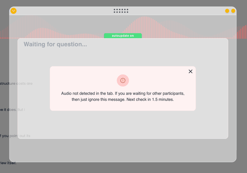 No audio detected warning